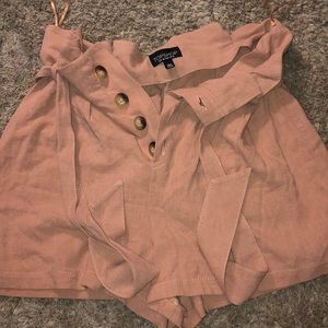 Topshop mauve paper bag shorts